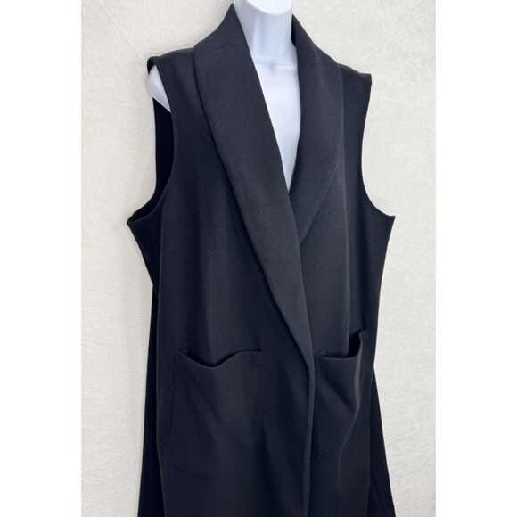Joie Women's Black Midi Blazer Vest Open Size 2X Pockets Plus - Picture 2 of 11